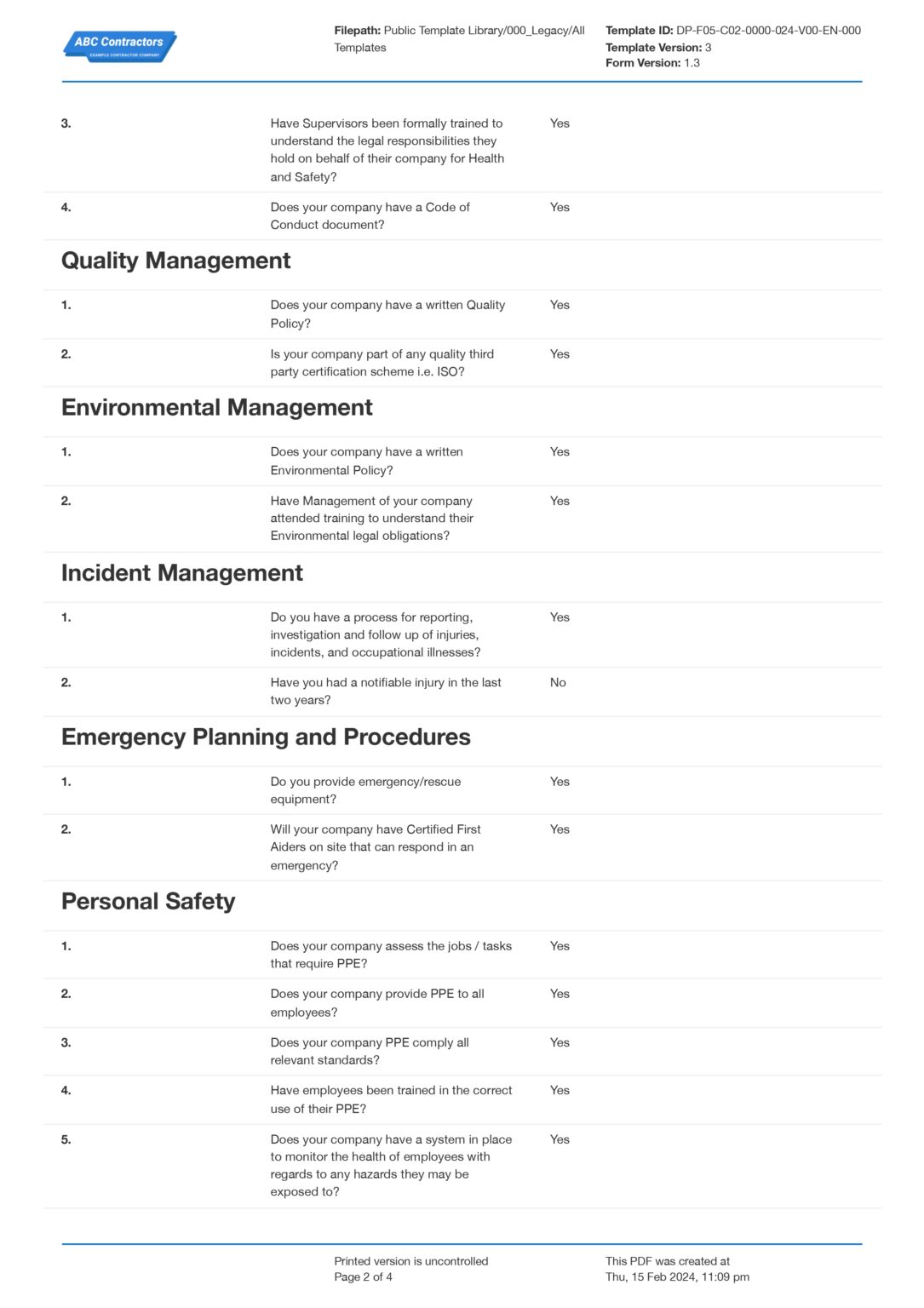 Pre Qualification Checklist.pdf Contractor Pre-Qualification Checklist Template: Free Form