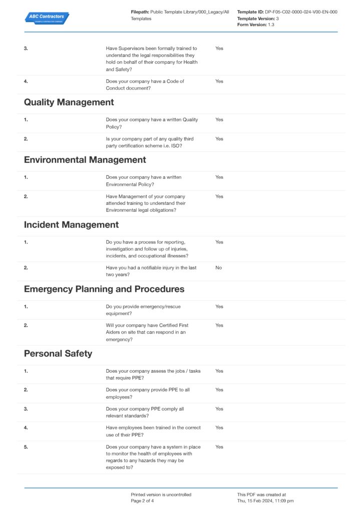 contractor pre qualification checklist page 2 contractor pre qualification checklist page 2