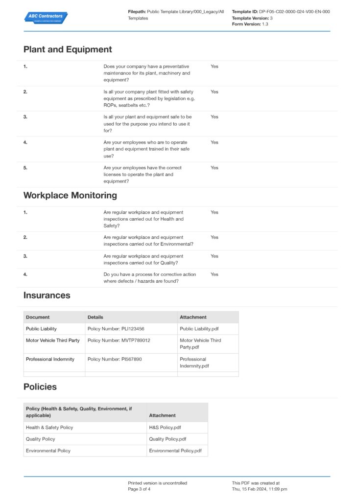 contractor pre qualification checklist page 3 contractor pre qualification checklist page 3