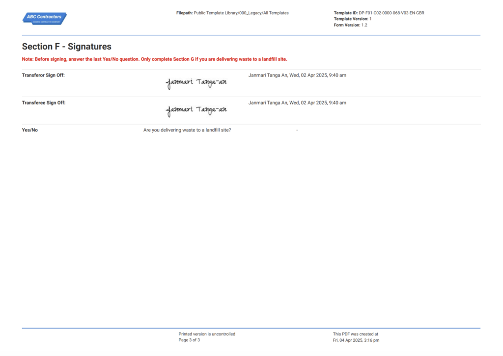 Hazardous Waste Transfer Note - Northern Ireland Environment Agency 3 Hazardous Waste Transfer Note - Northern Ireland Environment Agency 3