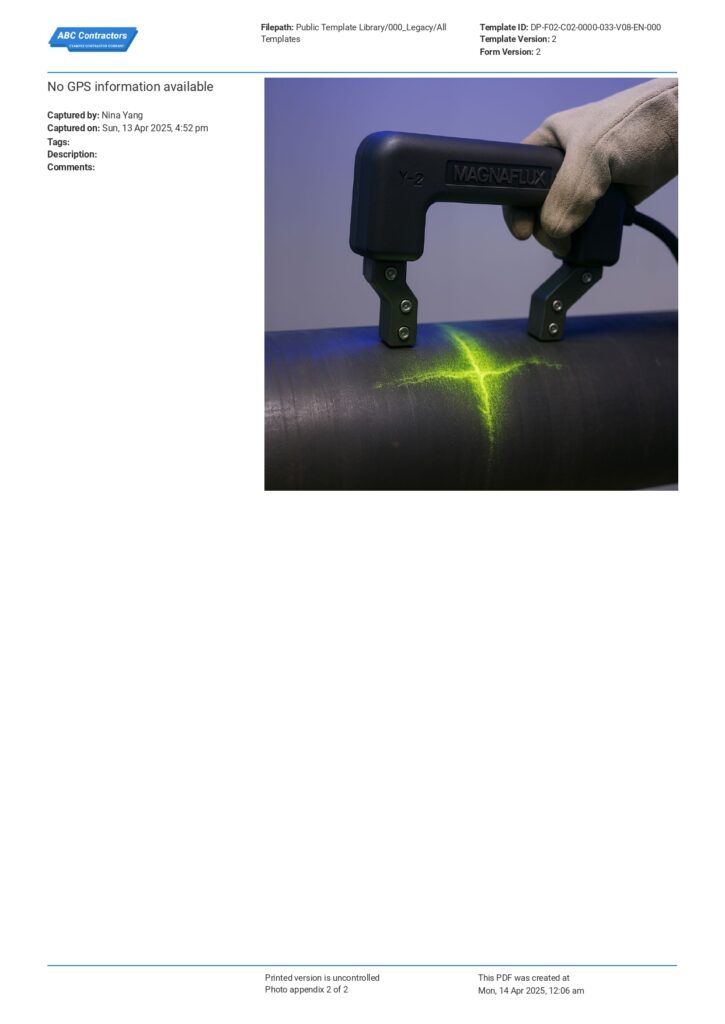 Magnetic Particle Inspection Report Magnetic Particle Inspection Report