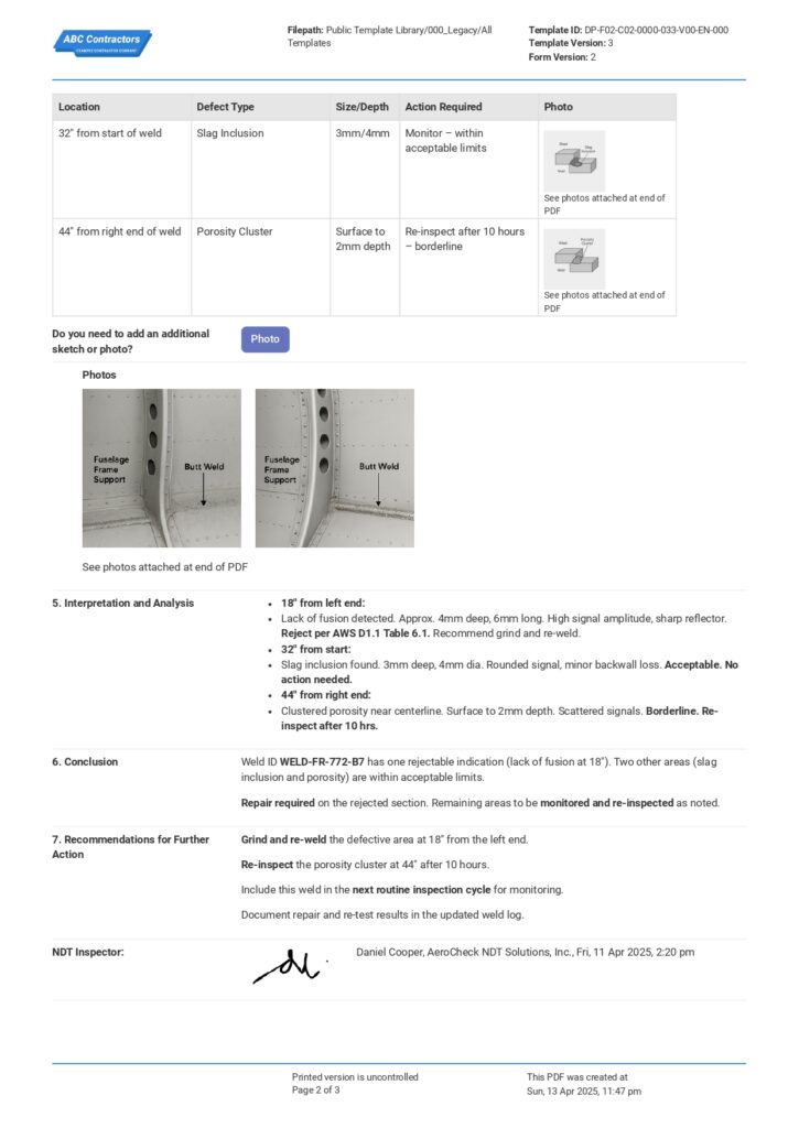 Non Destructive Testing Report Non Destructive Testing Report