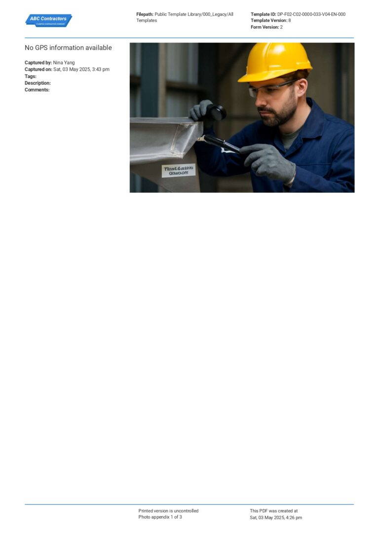 Visual Inspection Checklist Template and PDF Report