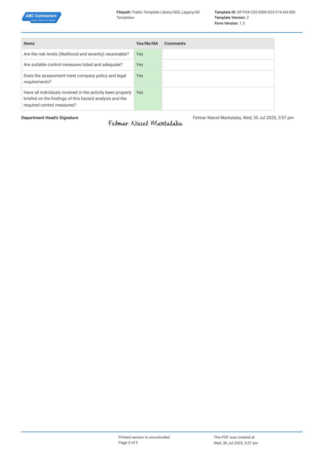 Risk Assessment for Demolition Template - Example PDF Sample