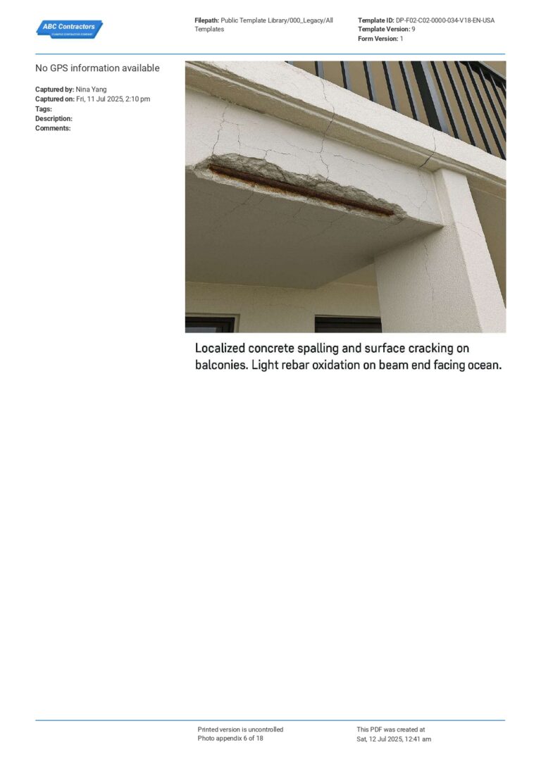Florida Milestone Inspection Report Template - PDF Building Code