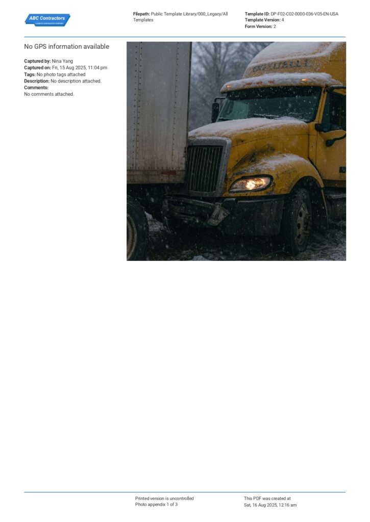 Commercial Vehicle Accident Report Form
