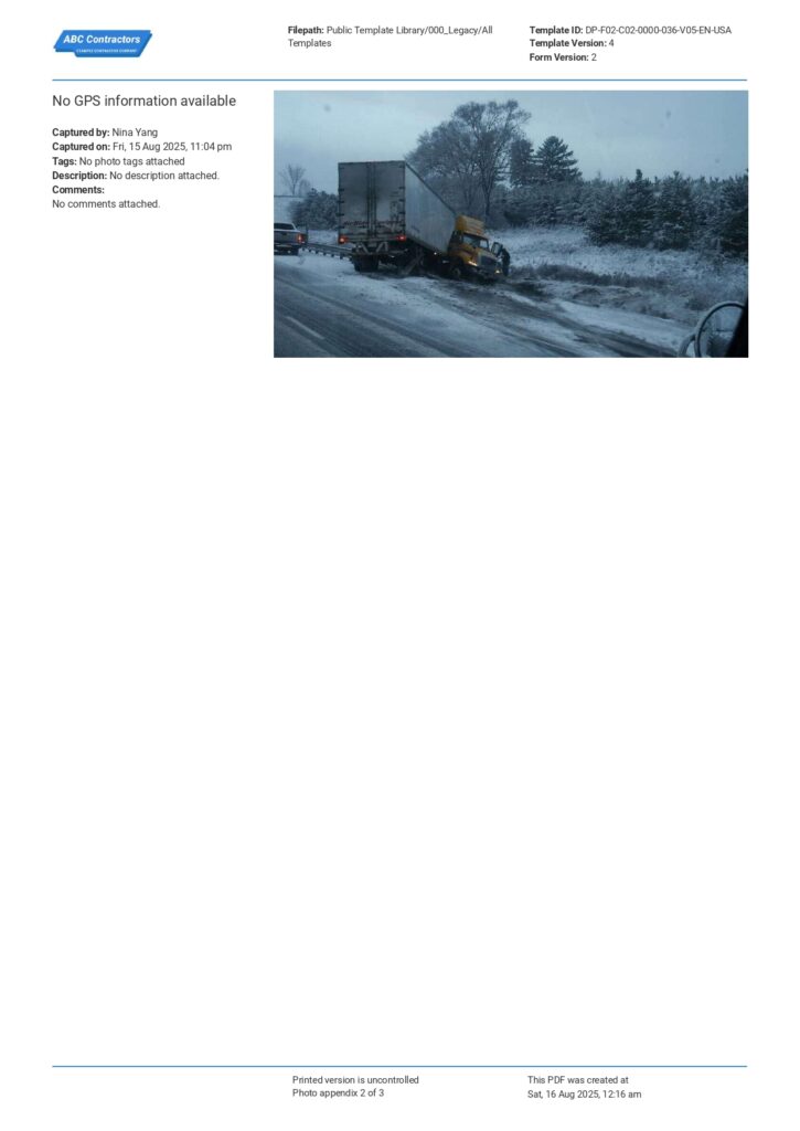 Commercial Vehicle Accident Report Form