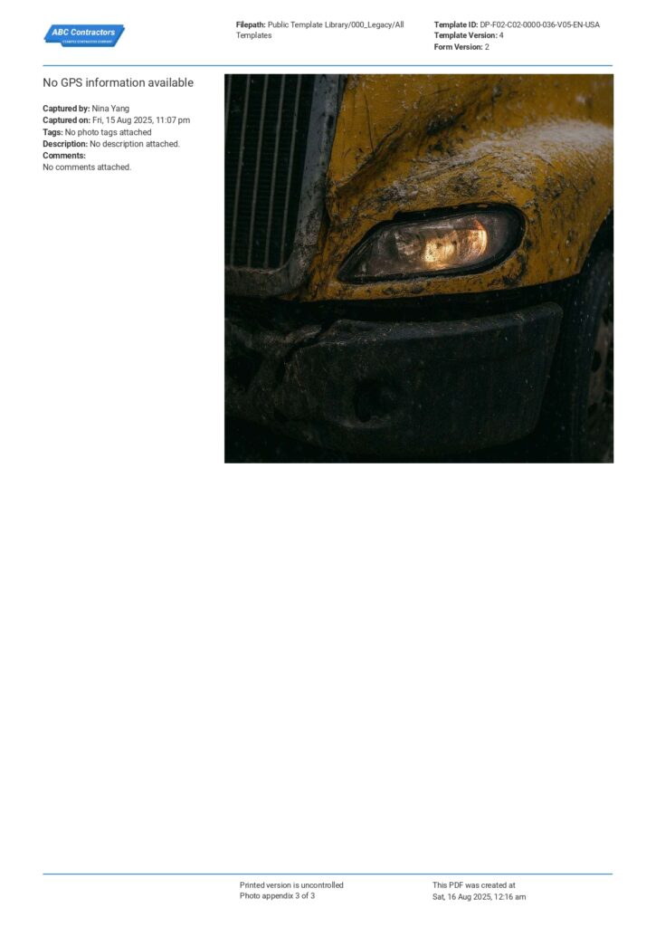 Commercial Vehicle Accident Report Form