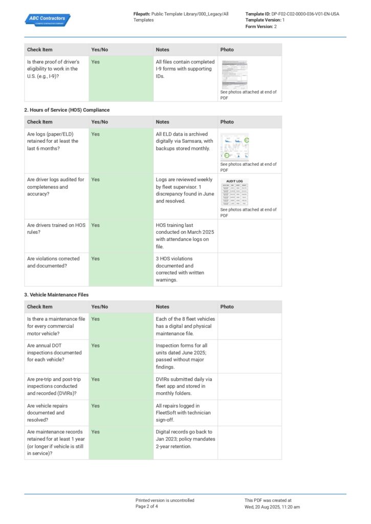 DOT Compliance Checklist