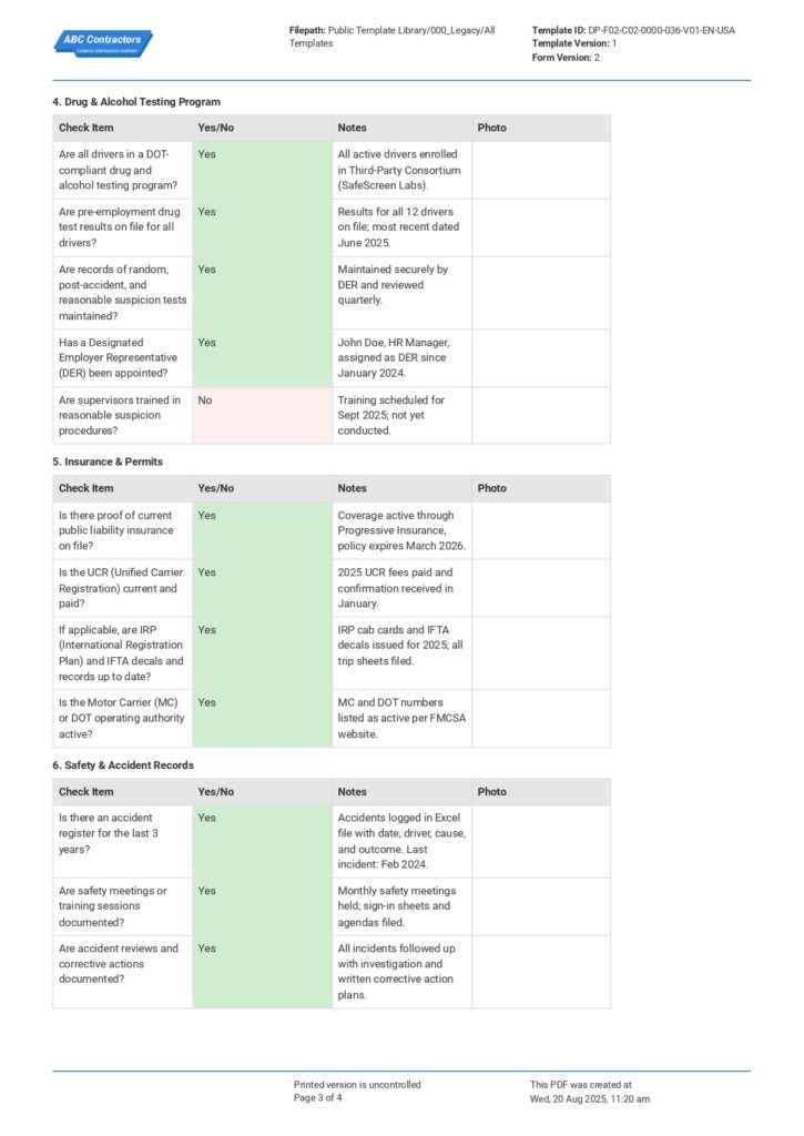 DOT Compliance Checklist