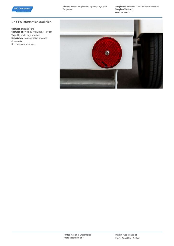 DOT Vehicle Inspection Checklist