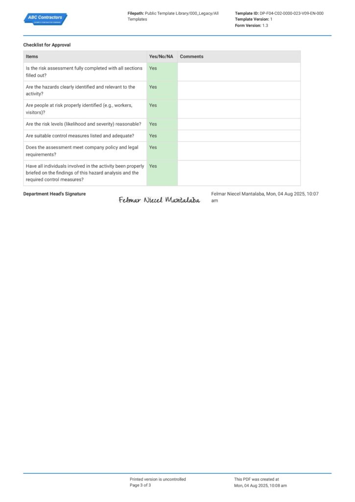 MEWP (Mobile Elevating Work Platform) Risk Assessment