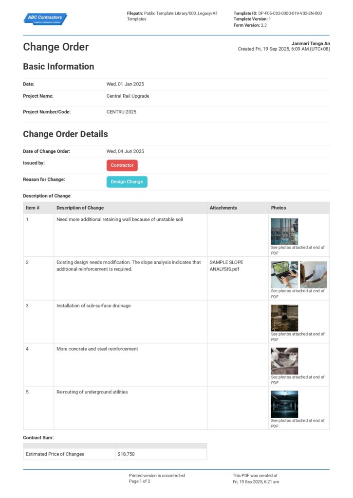 Change Order-1 Change Order-1