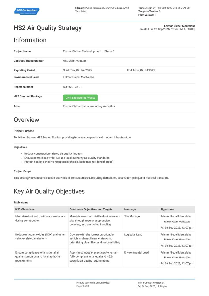 HS2 Air Quality Strategy