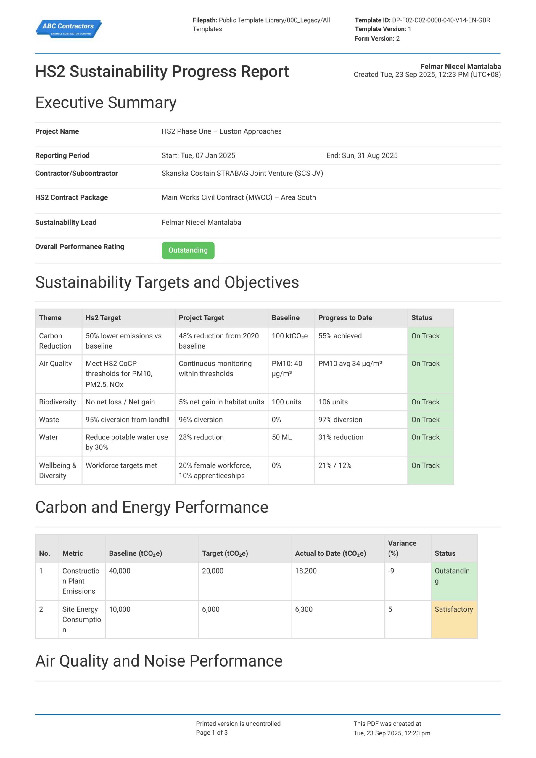 HS2 Sustainability Progress Report