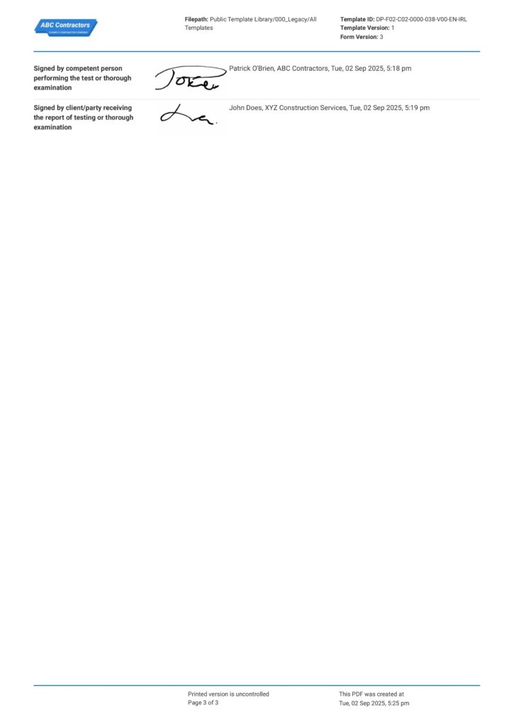 HSA GA1 Lifting Equipment Examination Form2 HSA GA1 Lifting Equipment Examination Form