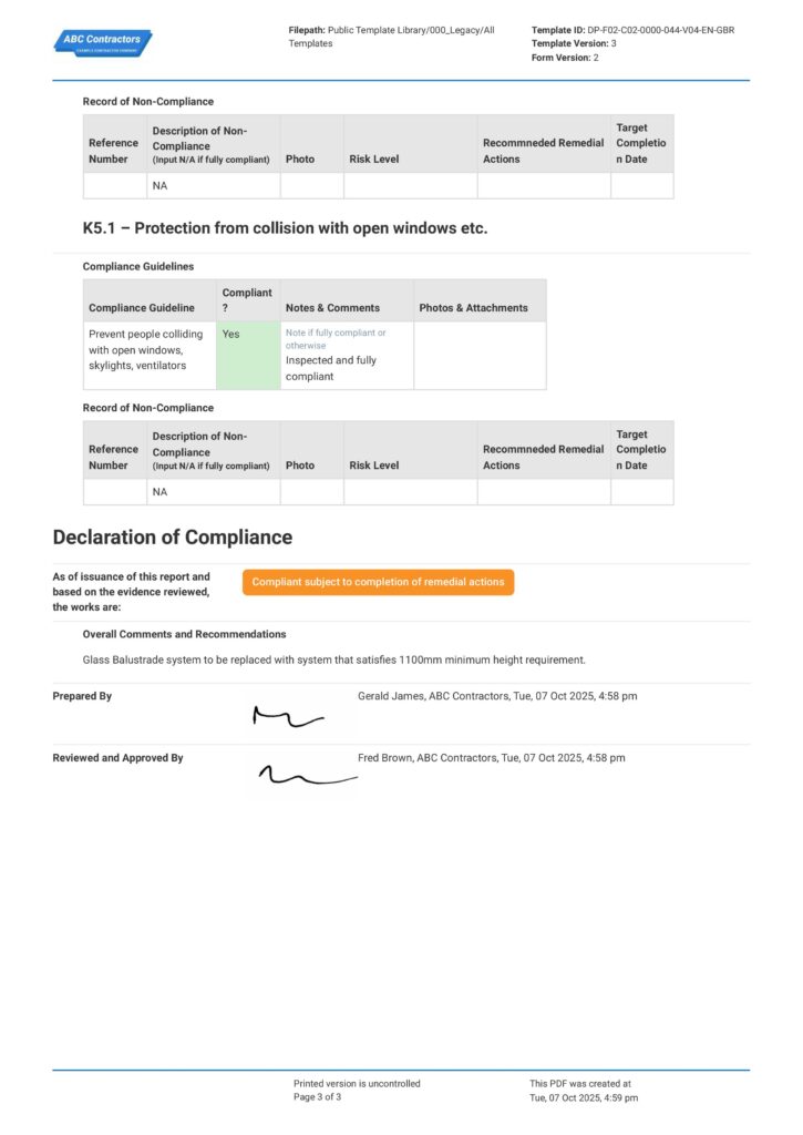 Approved Document K Report