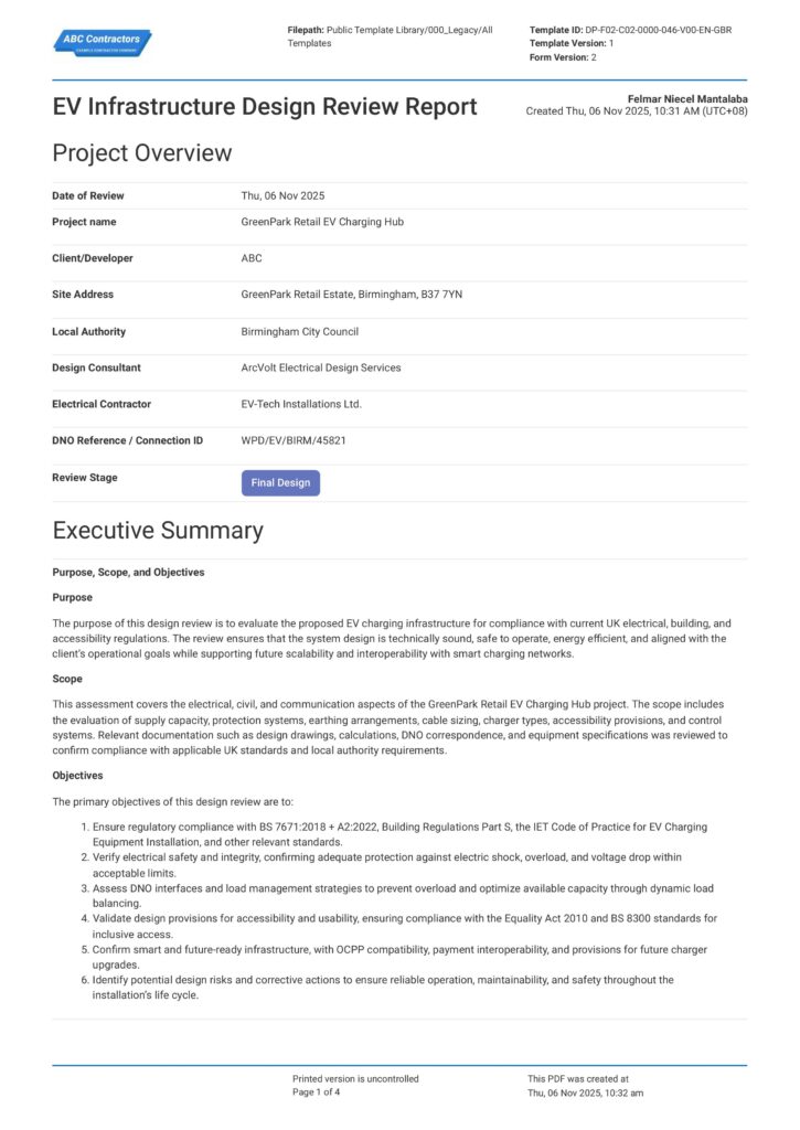 EV Infrastructure Design Review Report