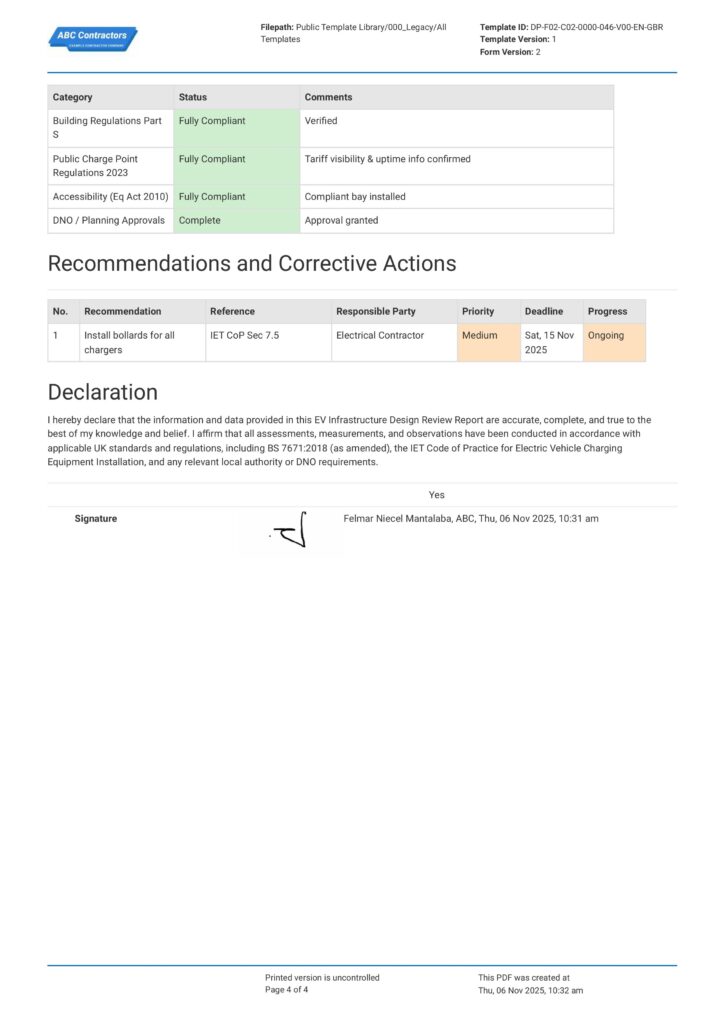 EV Infrastructure Design Review Report
