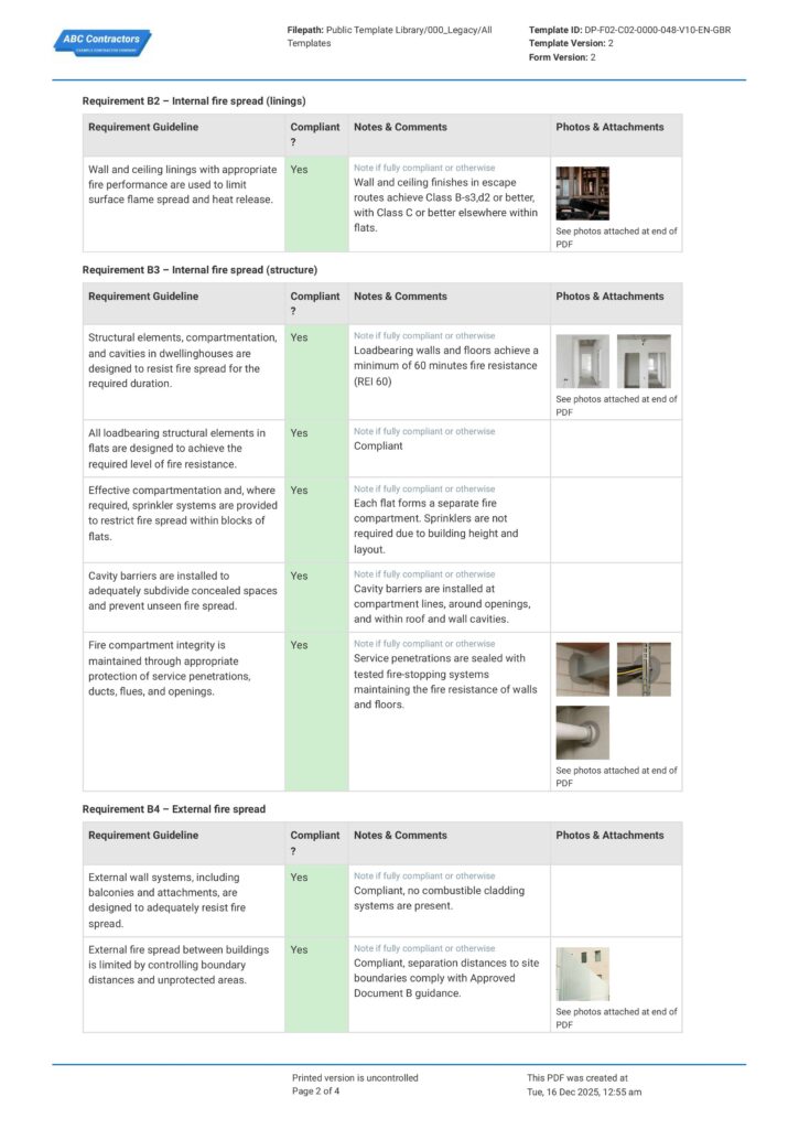 Fire Safety Compliance Report