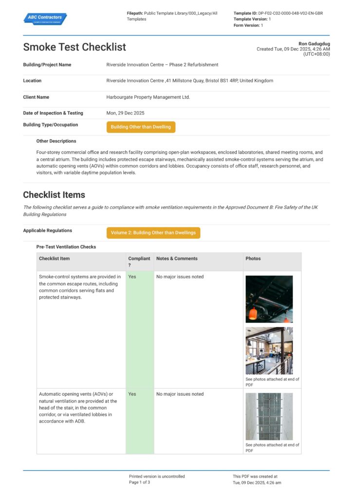 Smoke Test Checklist