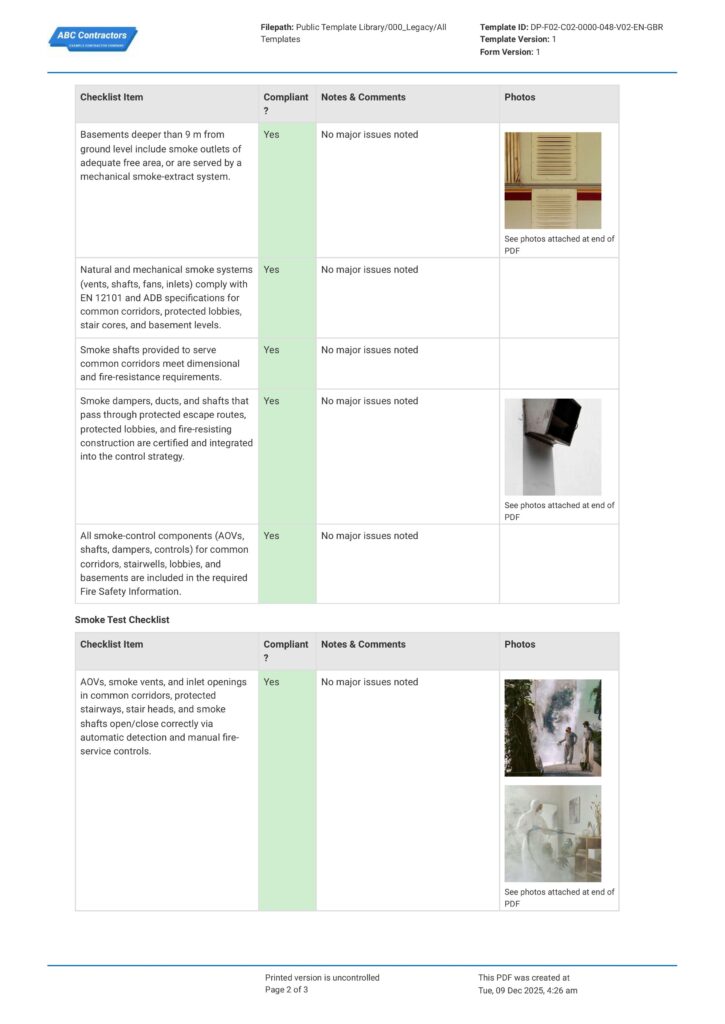 Smoke Test Checklist