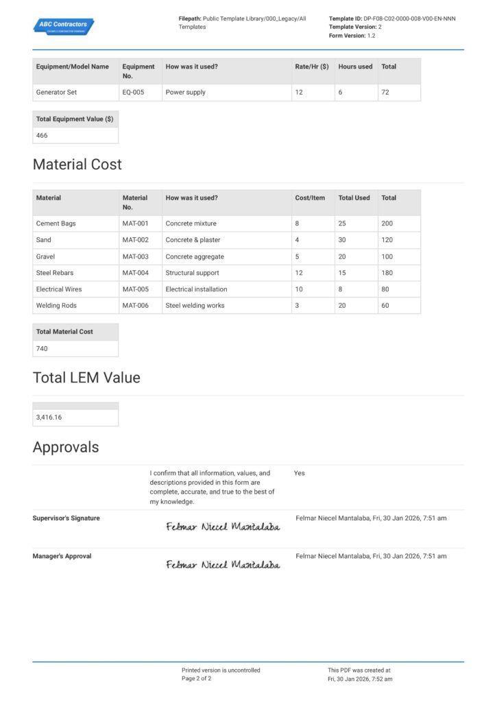 Labor Equipment Materials