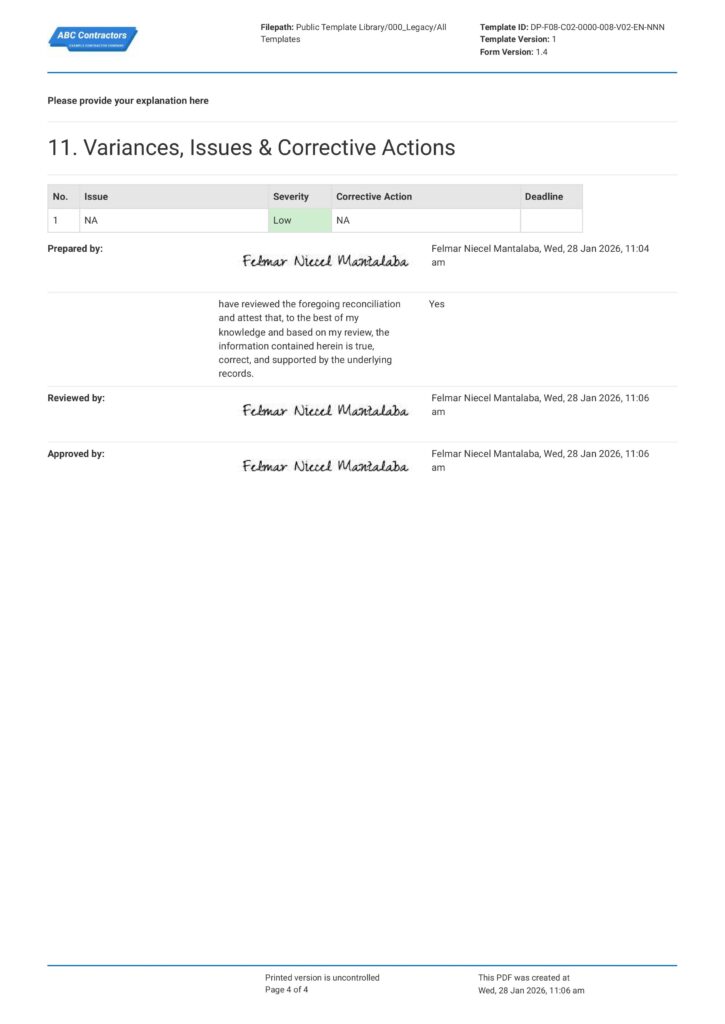 Labor Reconciliation Report