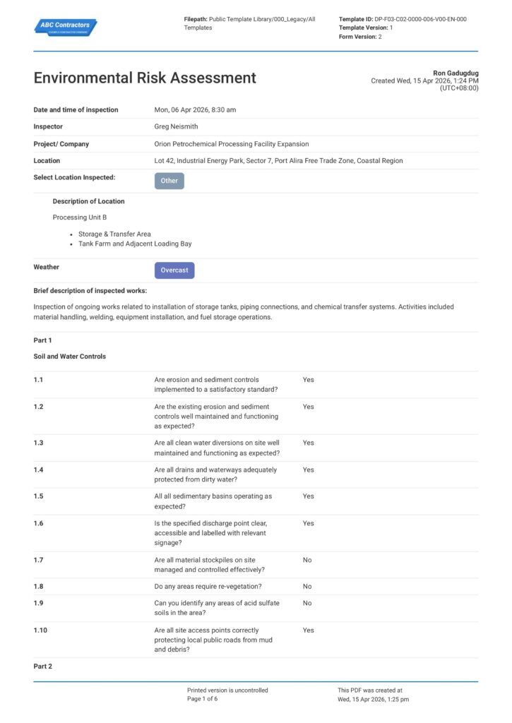 Environmental Risk Assessment