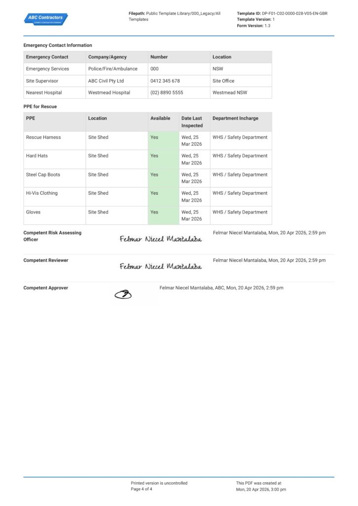 Excavation Risk Assessment Method Statement