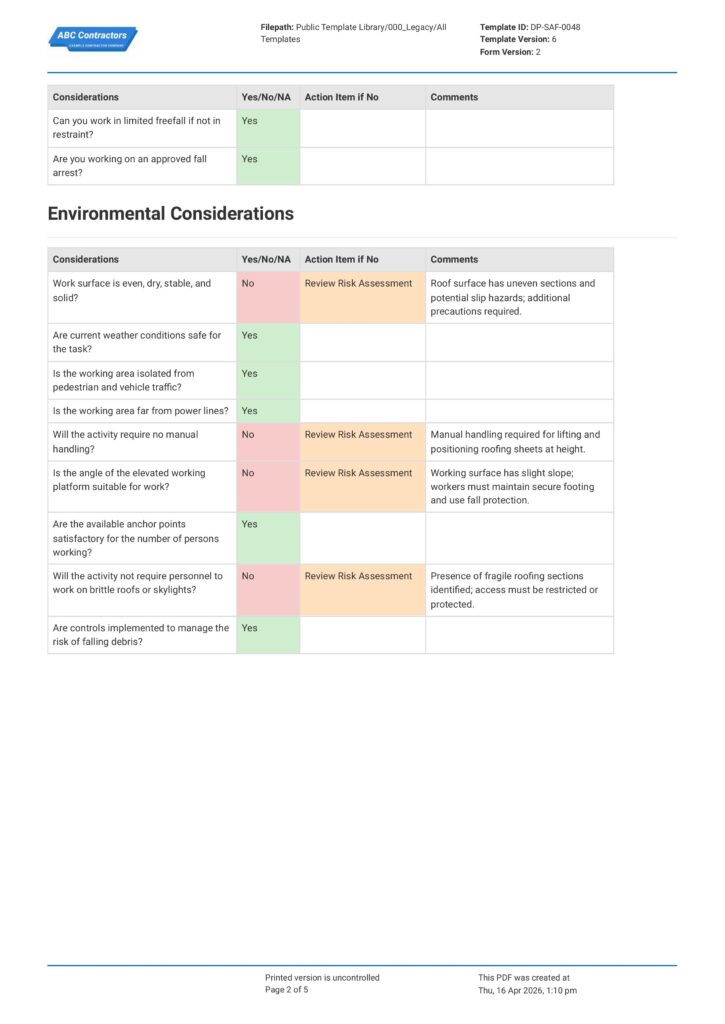 working at heights risk assessment v1