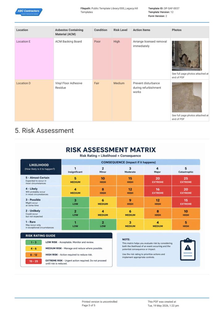 Asbestos Management Plan