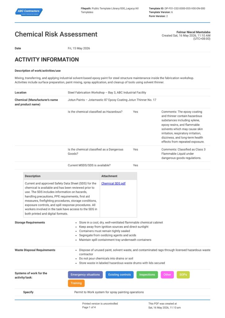 Chemical Risk Assessment