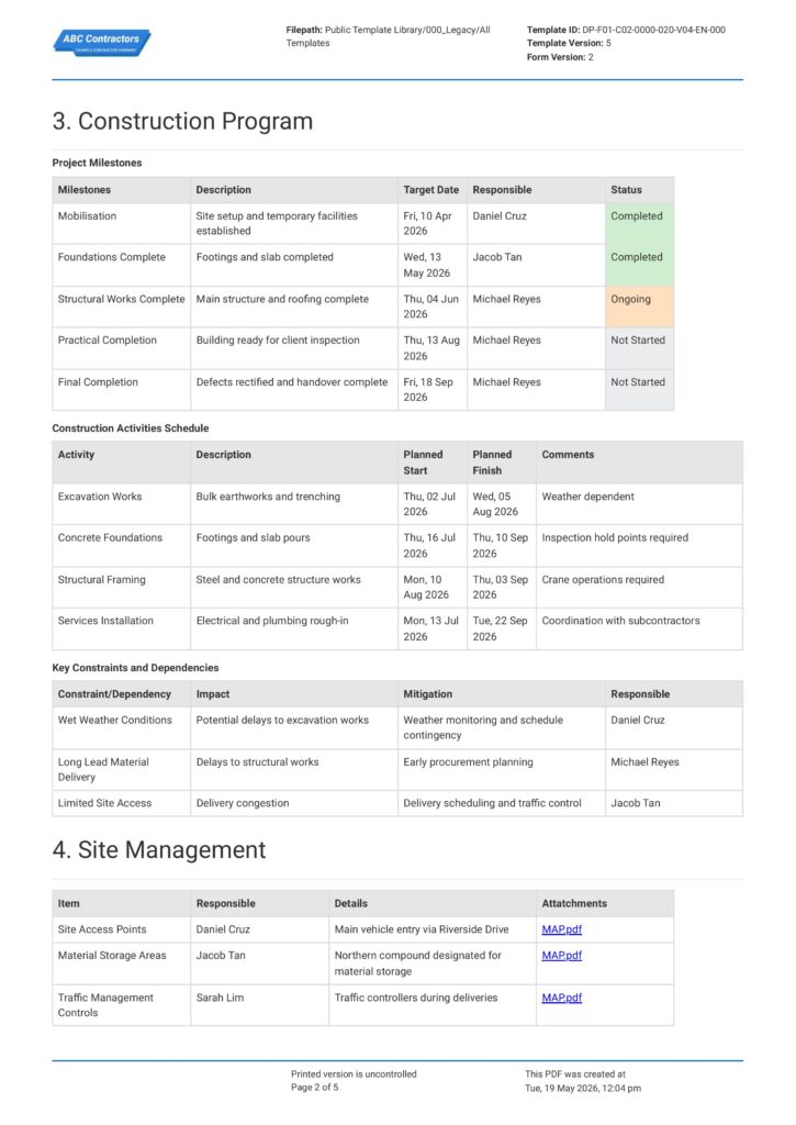 Construction Phase Plan
