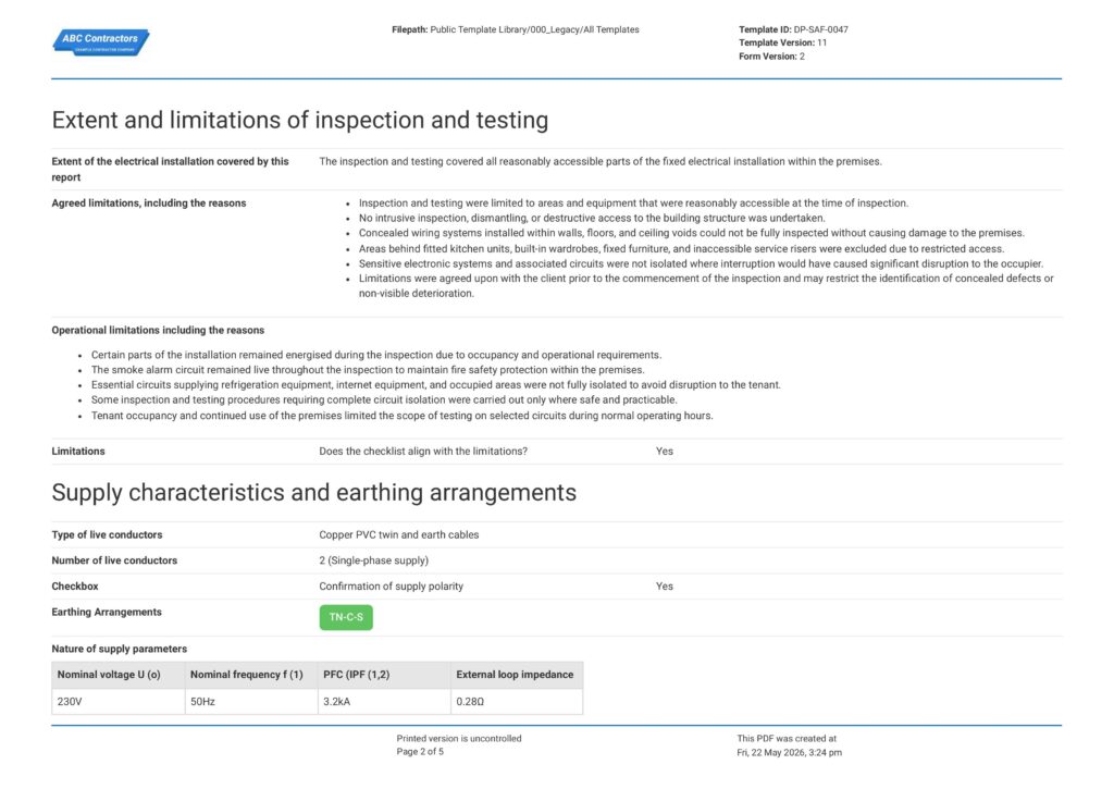 Electrical Installation Condition Report