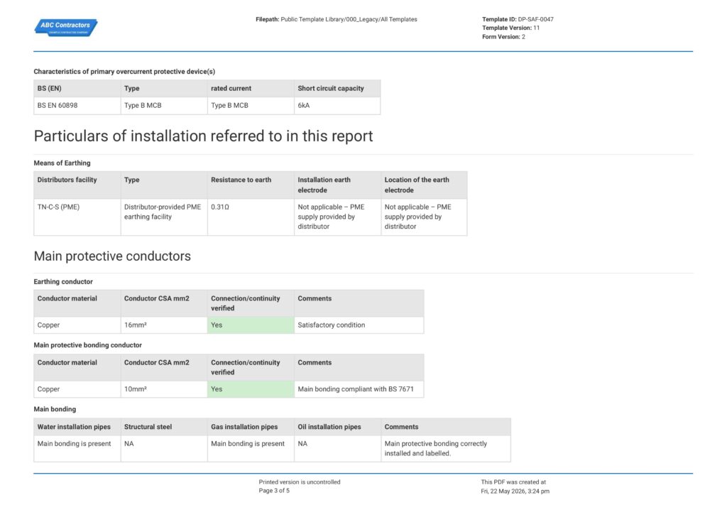 Electrical Installation Condition Report