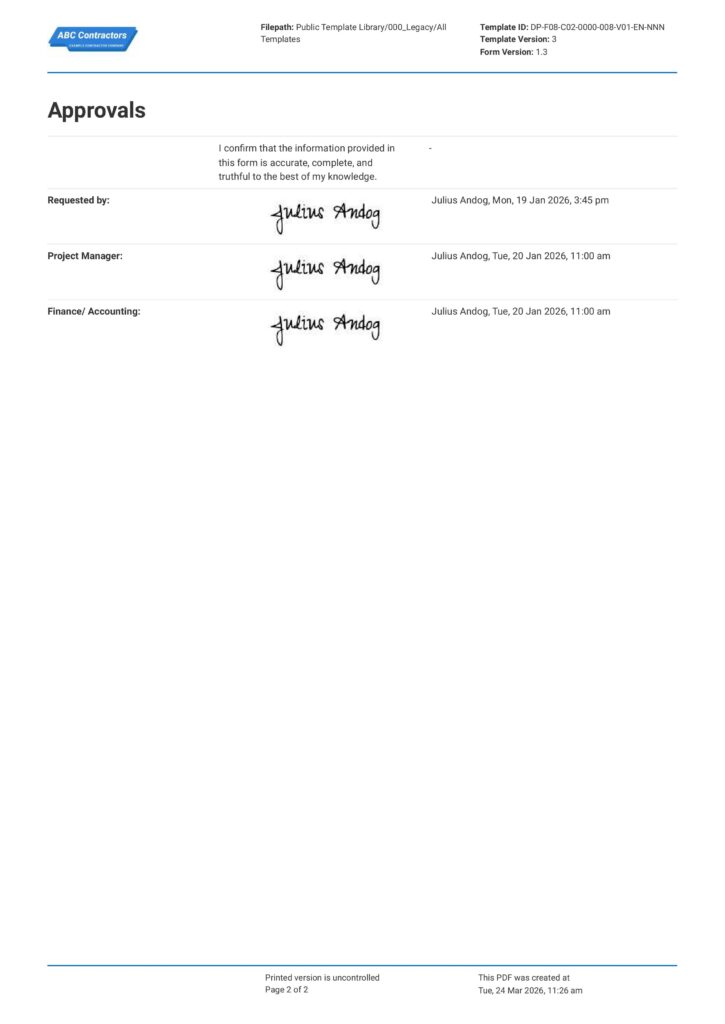 Labor Cost Reconciliation Request Form2