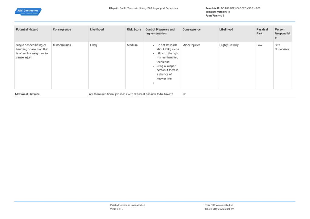 Lone Working Risk Assessment5