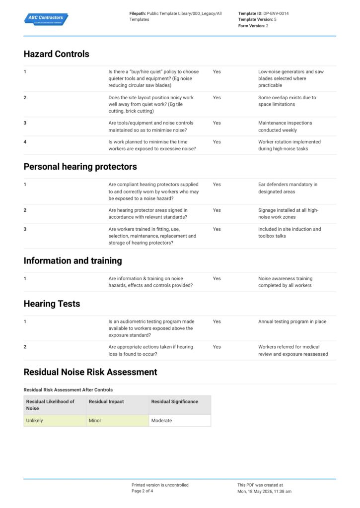 Noise Risk Assessment2