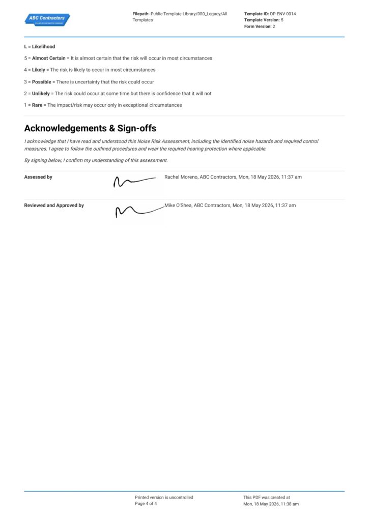 Noise Risk Assessment4