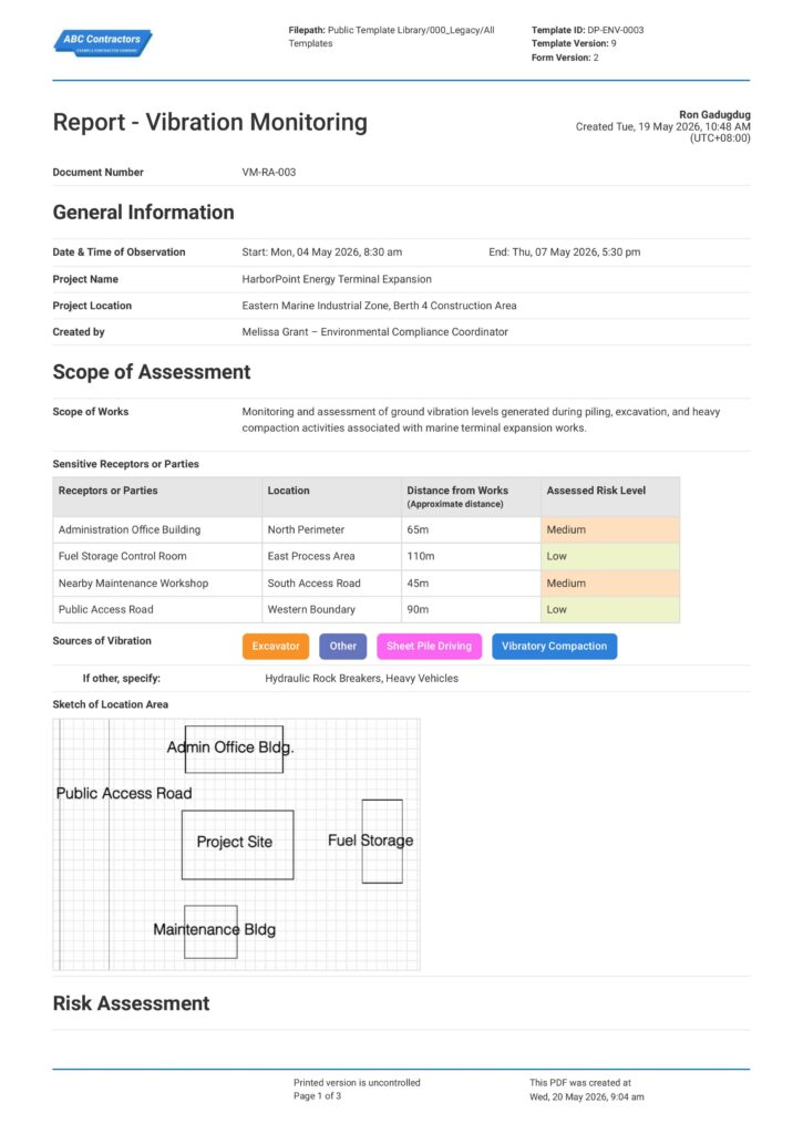 Vibration Monitoring Risk Assessment Report1
