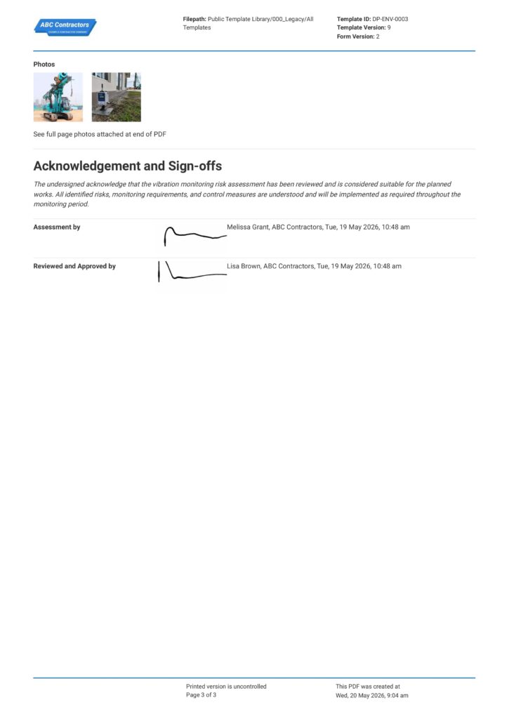 Vibration Monitoring Risk Assessment Report3