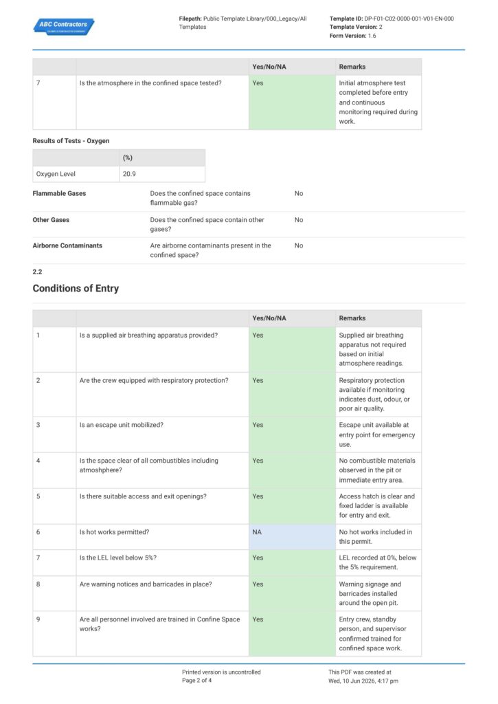 Confined Space Permit2