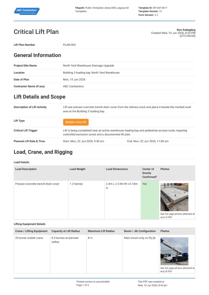 Critical Lift Plan1