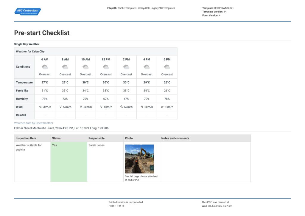 Excavation Safe Work Method Statement