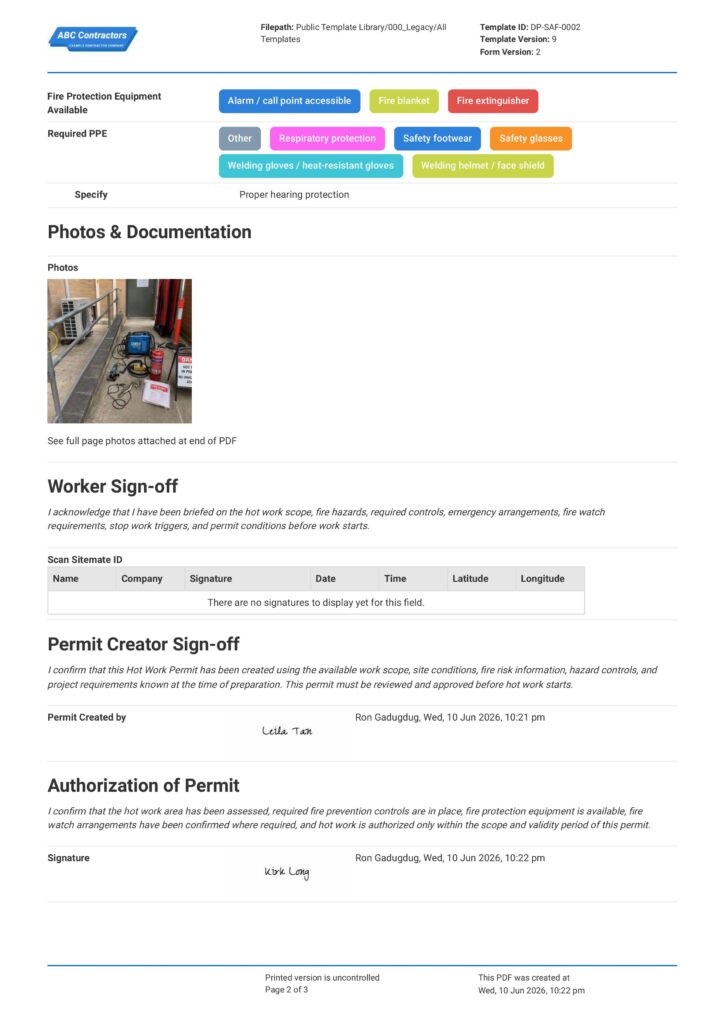 Hot Works Permit2