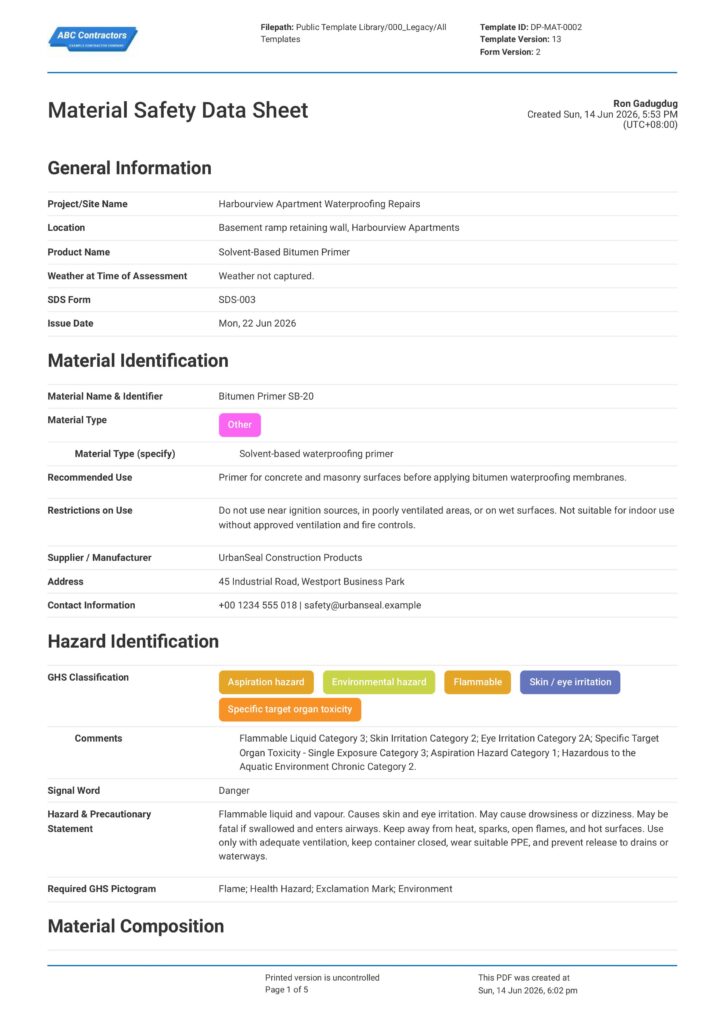 Material Safety Data Sheet1