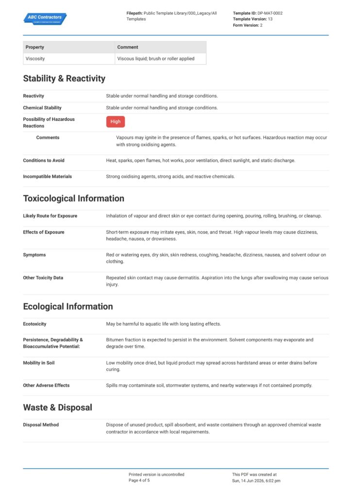 Material Safety Data Sheet4