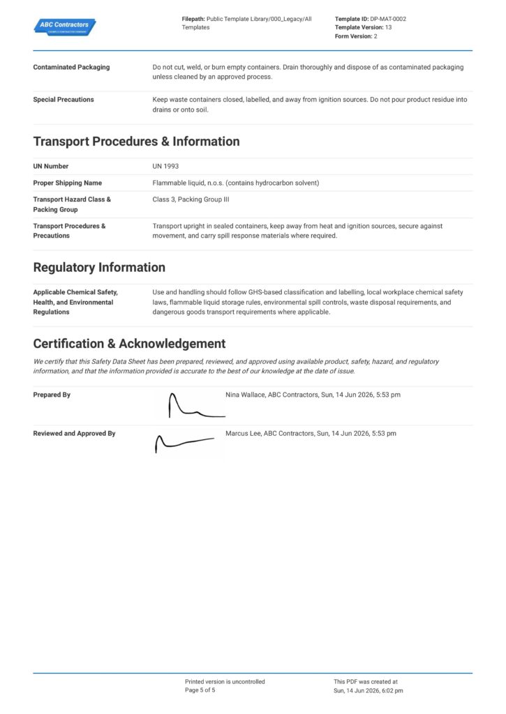 Material Safety Data Sheet5