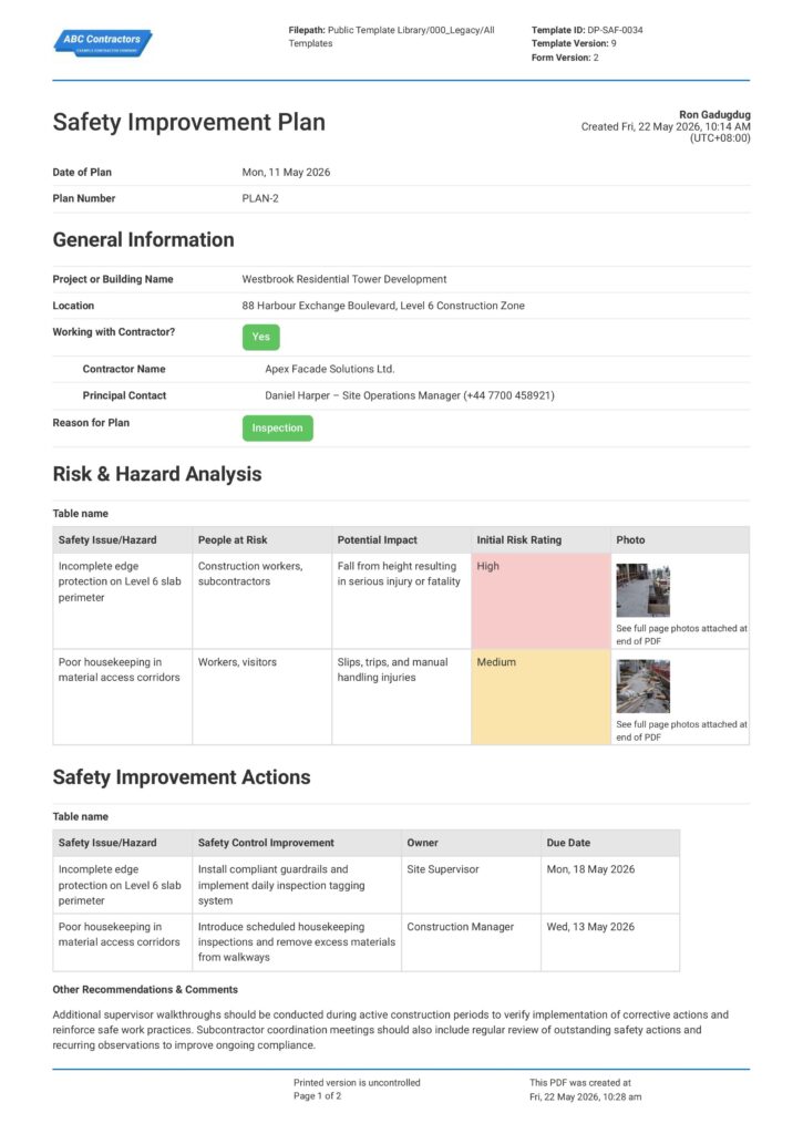 Safety Improvement Plan1